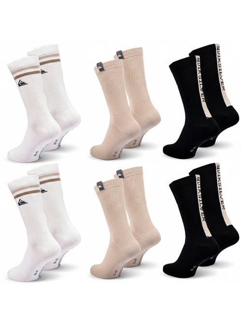 Pack Meias Homem Crew Quiksilver 6 Pares Regular - Kiabi Pack Meias Homem Crew Quiksilver 6 Pares Regular - Kiabi