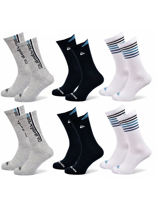 Pack Meias Homem Crew Quiksilver 6 Pares Regular - Kiabi Pack Meias Homem Crew Quiksilver 6 Pares Regular - Kiabi