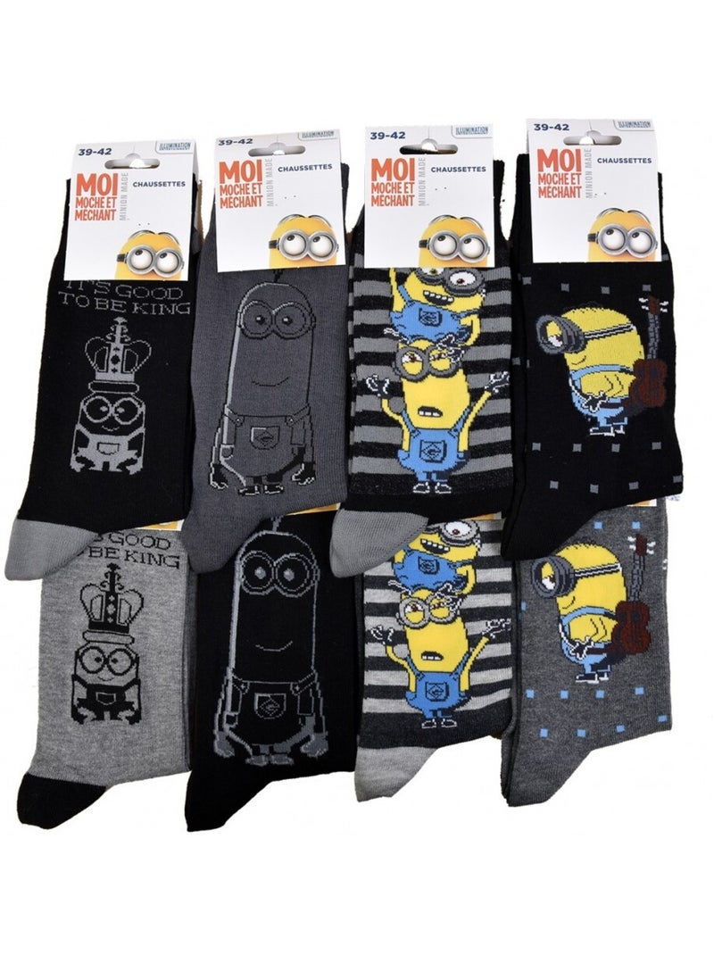 Pack Meias Homem LES MINIONS - Pack de 9 Cinza azul-marinho preto - Kiabi