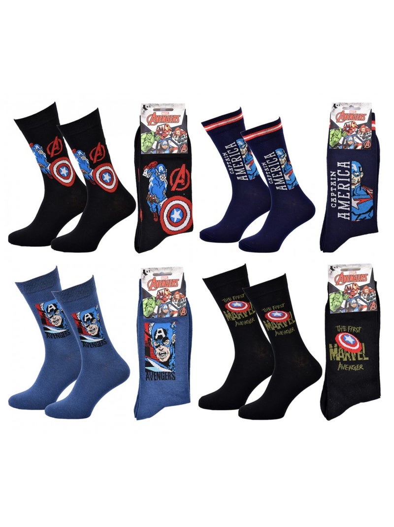 Pack Meias Homem LICENCE - Pack de 4 Azul Multicolor Preto - Kiabi