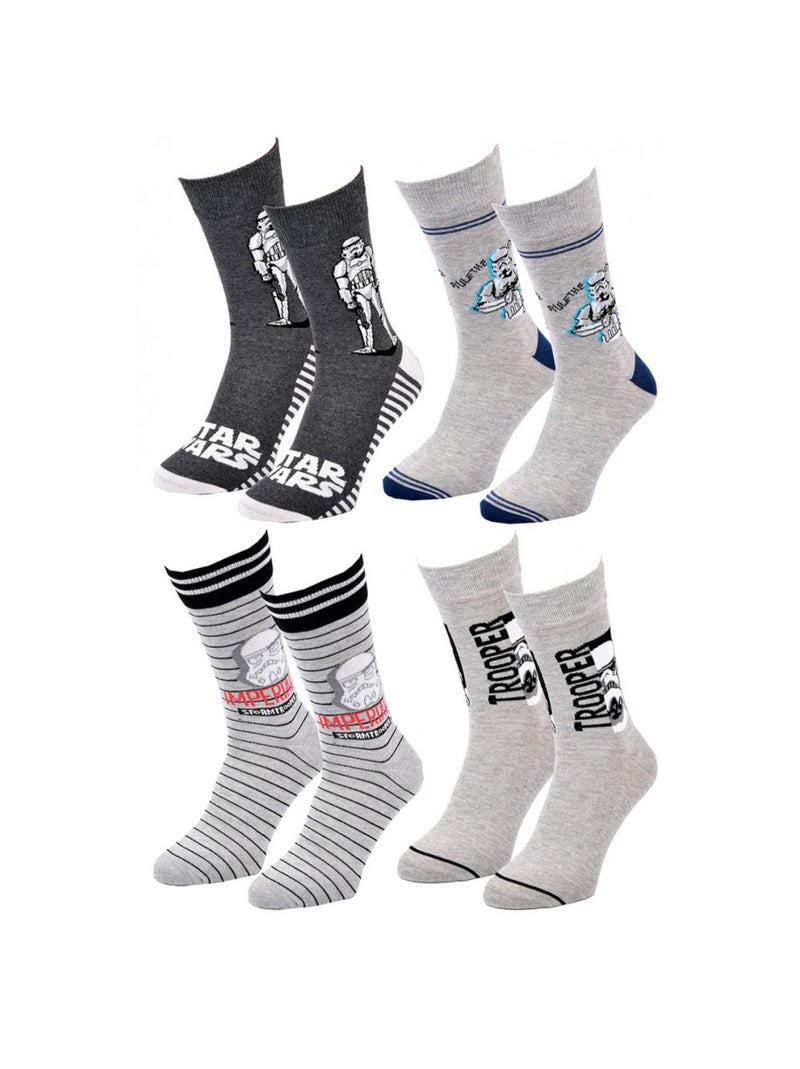 Pack Meias Homem LICENCE - Pack de 4 Cinza-cinza antracite branco - Kiabi