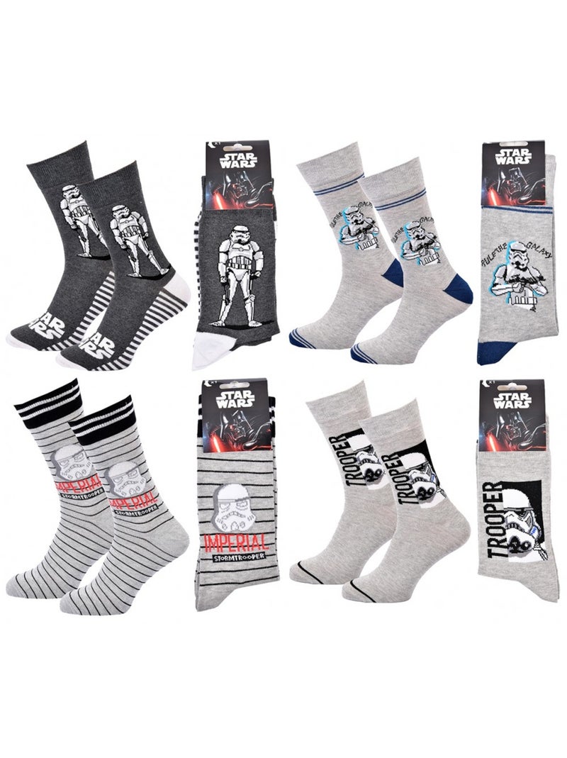 Pack Meias Homem LICENCE - Pack de 4 Cinza-cinza antracite branco - Kiabi