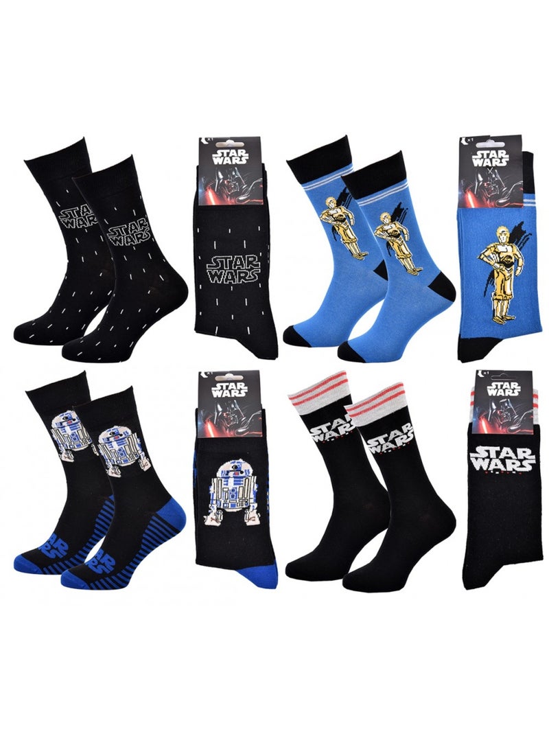 Pack Meias Homem LICENCE - Pack de 4 Preto Multicolorido Azul - Kiabi