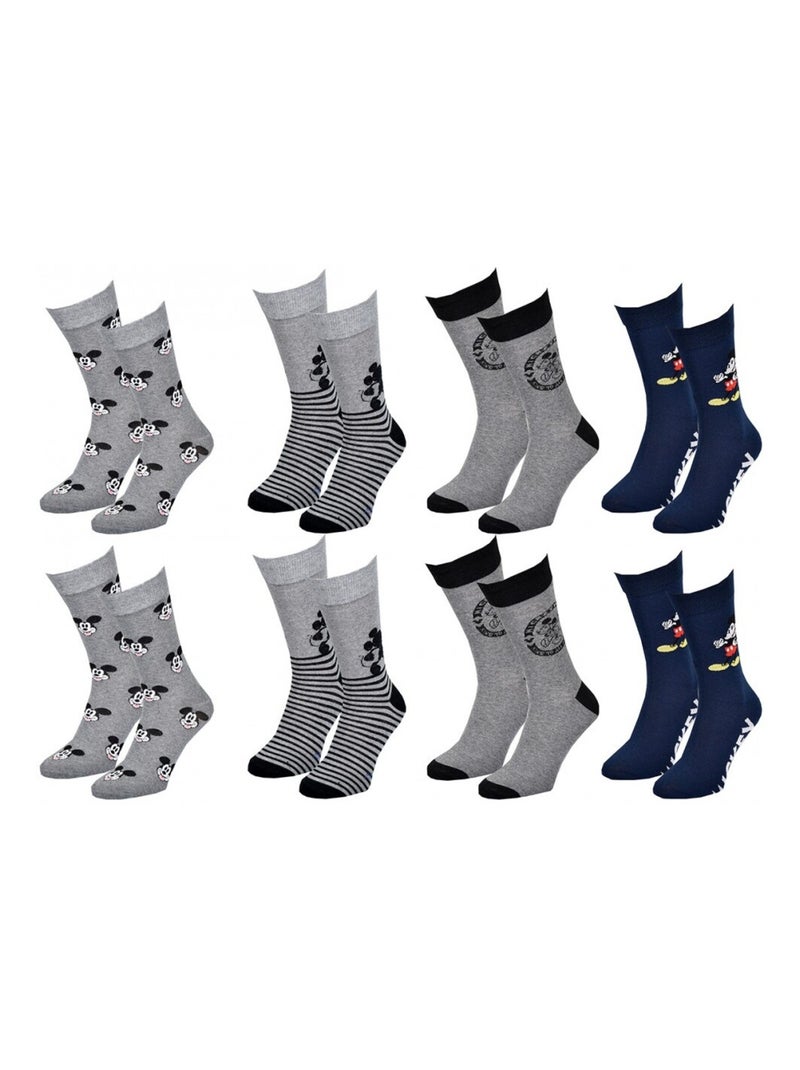 Pack Meias Homem MICKEY - Pack de 8 Cinza-preto azul - Kiabi