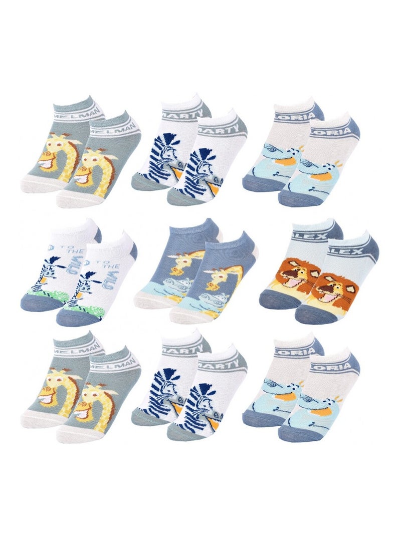 Pack Meias Rapaz MADAGASCAR - Pack de 9 Cinza azul-céu branco - Kiabi