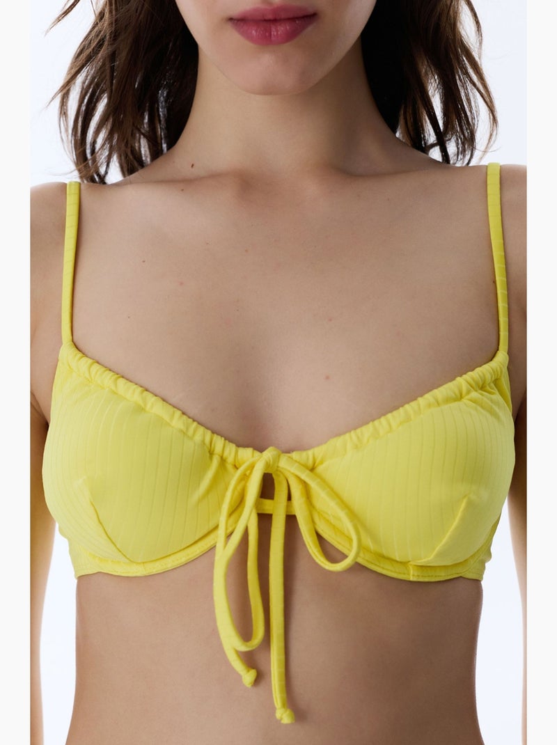 Paige top de biquíni texturizado com aro penti Amarelo-limão - Kiabi