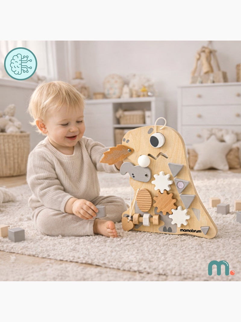 Painel sensorial madeira dinossauro 10em1 25x30cm montessori mamabrum N/D - Kiabi
