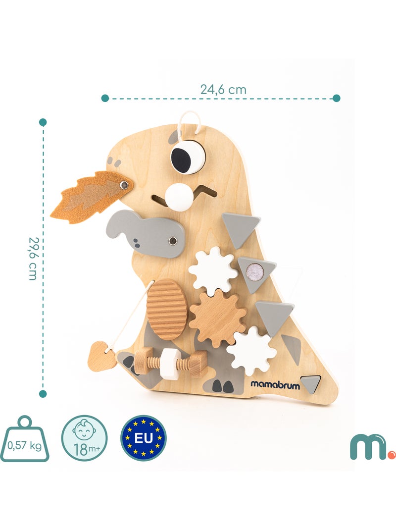 Painel sensorial madeira dinossauro 10em1 25x30cm montessori mamabrum N/D - Kiabi