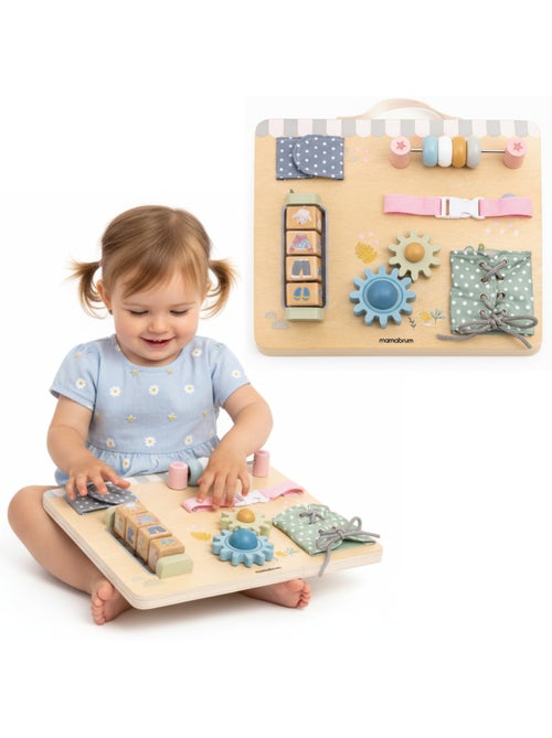 Painel sensorial madeira quinta 30x24cm 6 atividades engrenagens mamabrum - Kiabi Painel sensorial madeira quinta 30x24cm 6 atividades engrenagens mamabrum - Kiabi