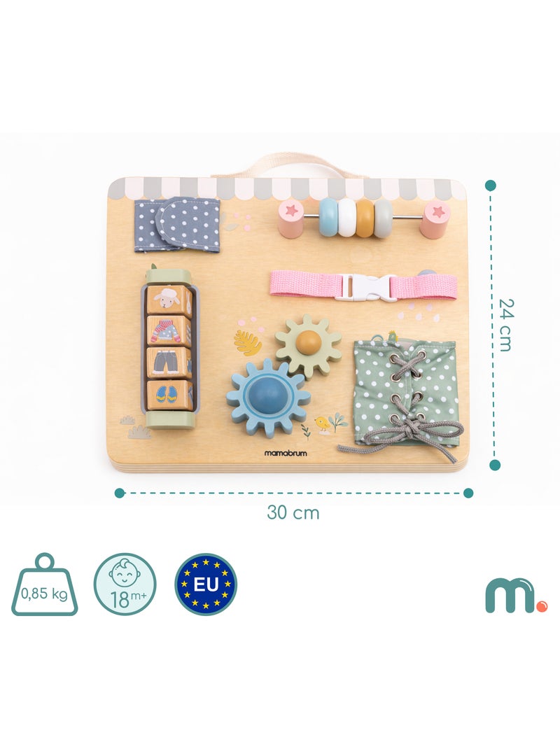 Painel sensorial madeira quinta 30x24cm 6 atividades engrenagens mamabrum N/D - Kiabi