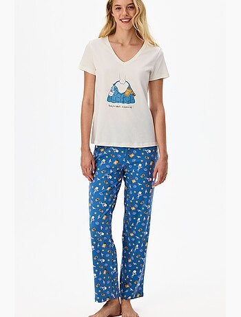 Pajamas only conjunto de pijama com calça estampada e manga curta penti