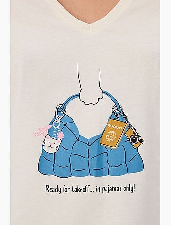 Pajamas only conjunto de pijama com calça estampada e manga curta penti