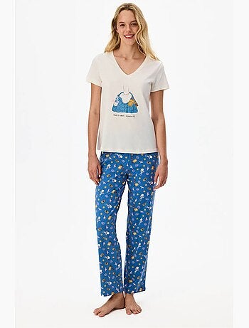 Pajamas only conjunto de pijama com calça estampada e manga curta penti