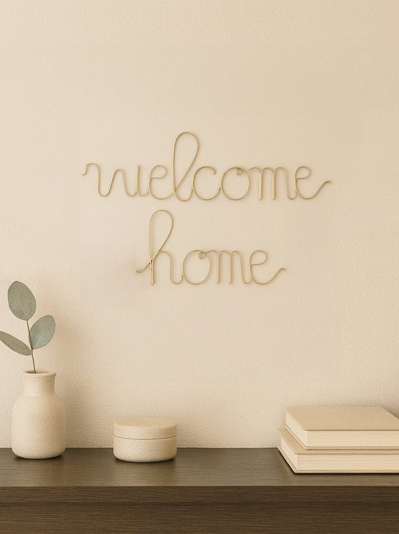 Palavra em latão "welcome home Dourado - Kiabi
