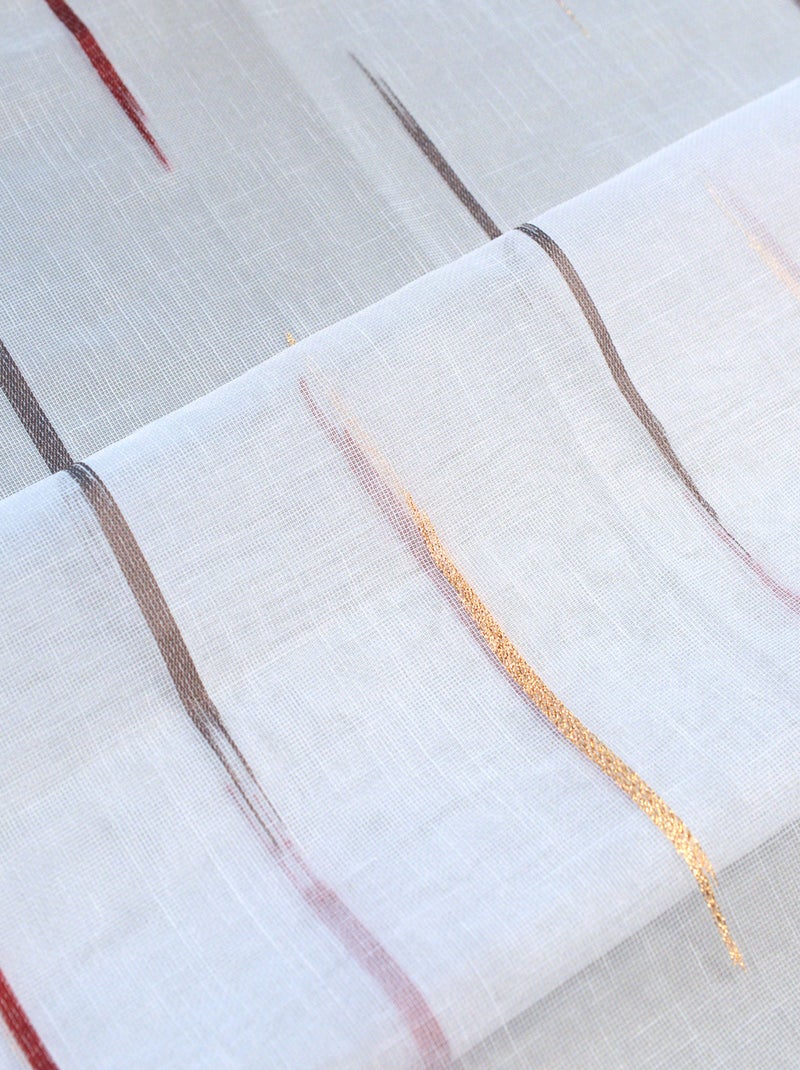 Pano de algodão às riscas jacquard Bordô - Kiabi
