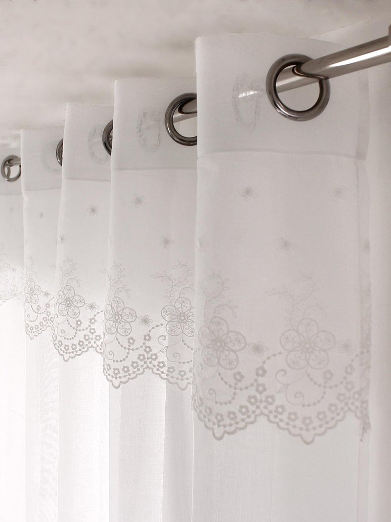 Pano de algodão transparente com folho bordado na parte superior Branco - Kiabi
