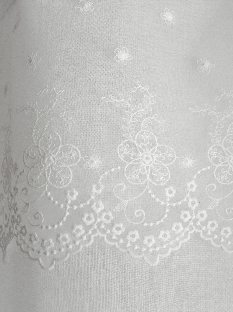 Pano de algodão transparente com folho bordado na parte superior Branco - Kiabi