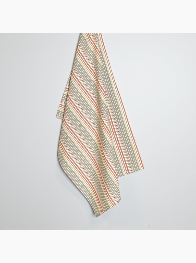 Pano de cozinha de algodão com riscas entrelaçadas Vermelho - Kiabi