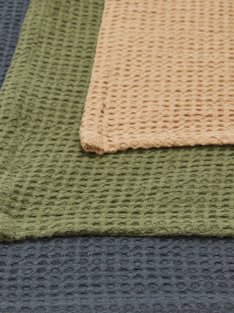 Pano de cozinha retangular em ninho de abelha VERDE - Kiabi