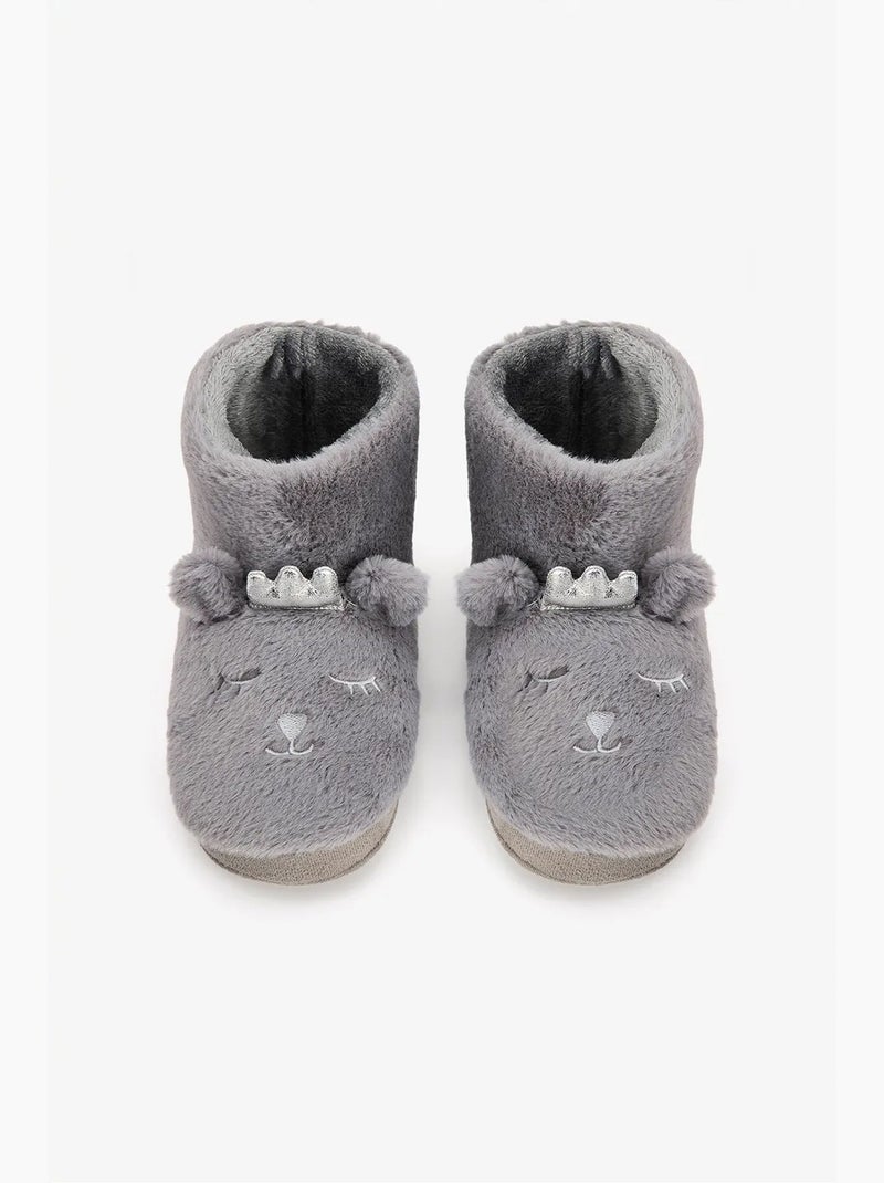 Pantufa de casa softy com bordado de animal penti Cinza - Kiabi