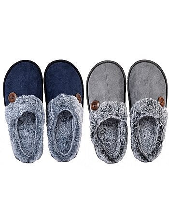 Pantufa homem camurça pack de 2