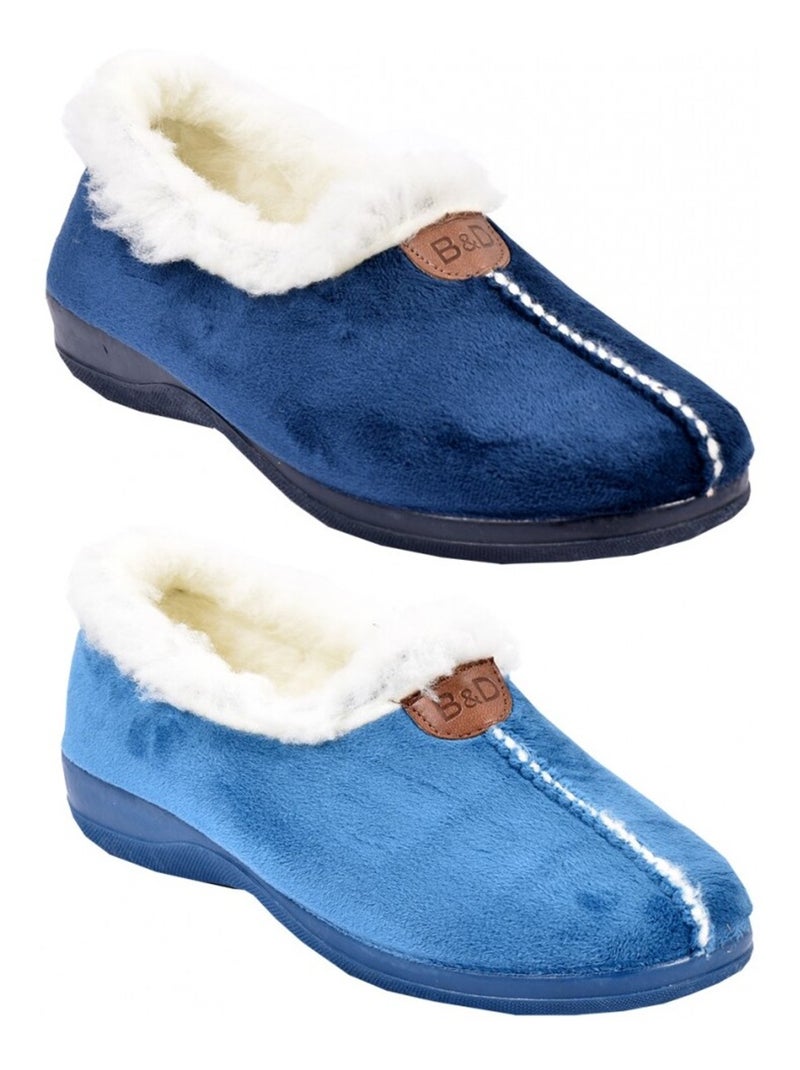 Pantufa mulher charentaise premium Azul-marinho - Kiabi