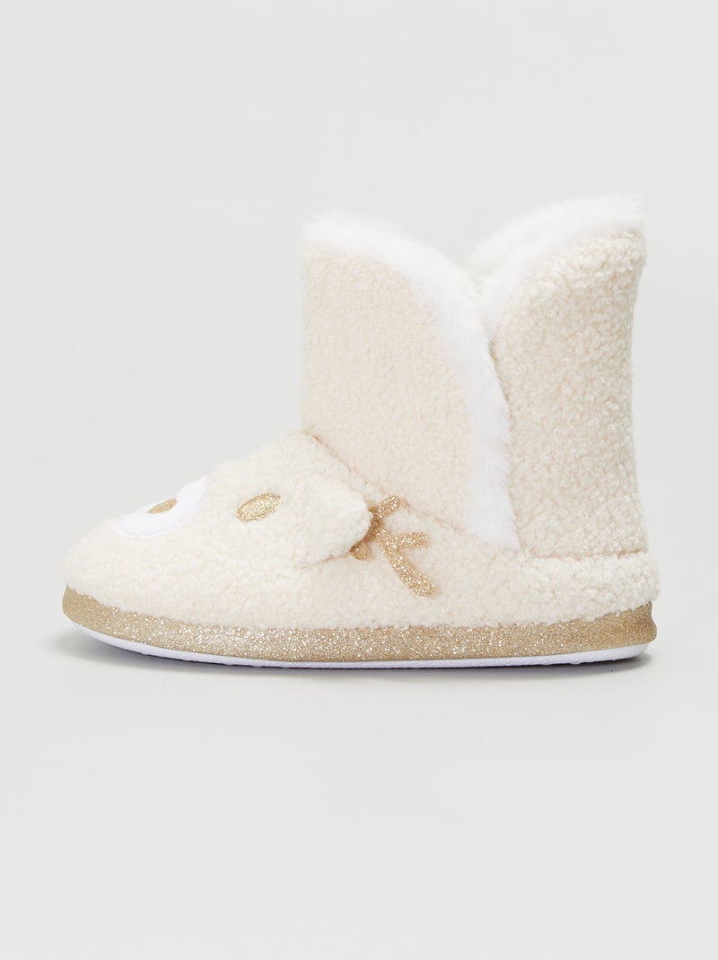 Pantufas bota em malha borboto BEGE - Kiabi