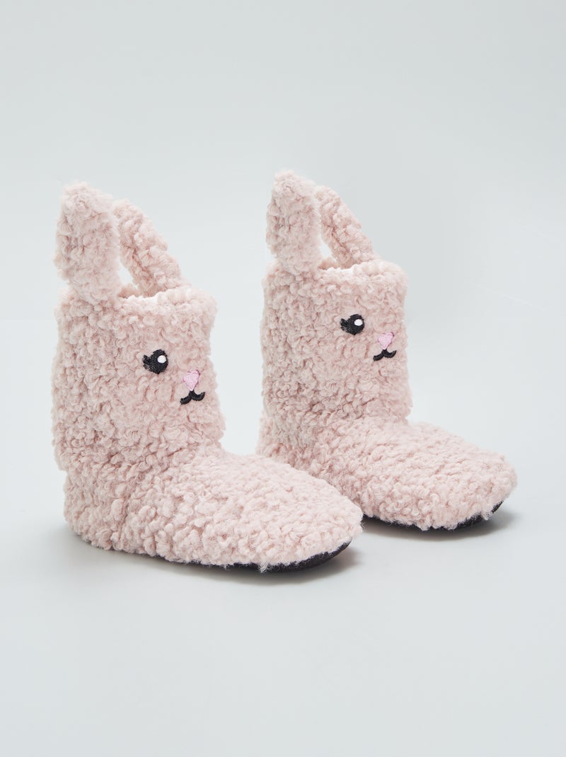 Pantufas bota em malha trama ROSA - Kiabi