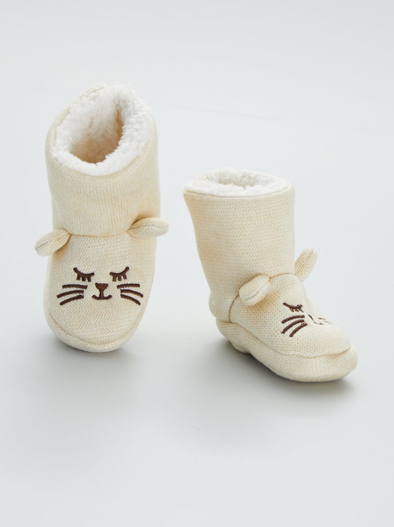 Pantufas-bota em tricô BEGE - Kiabi