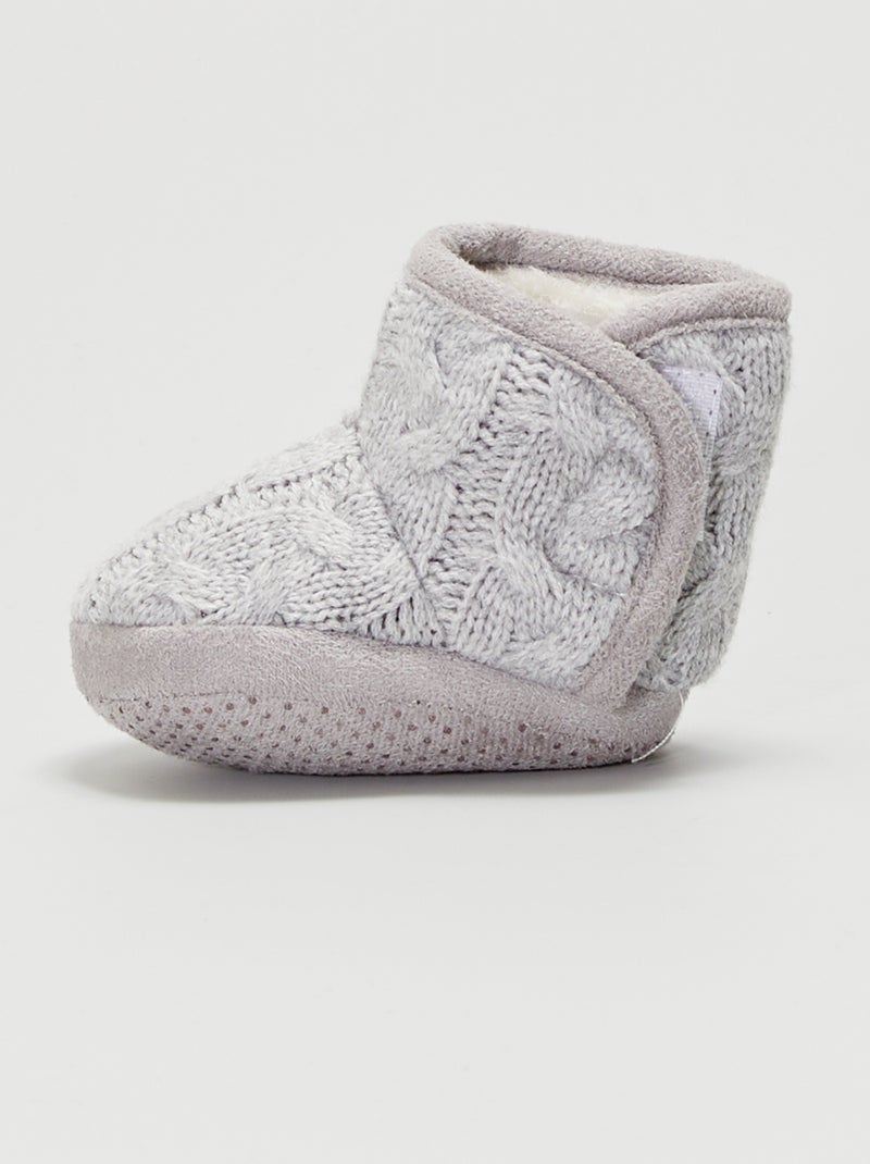 Pantufas-bota em tricô Cinza Claro - Kiabi
