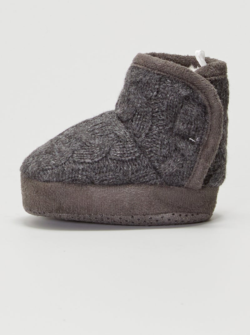 Pantufas-bota em tricô CINZA - Kiabi