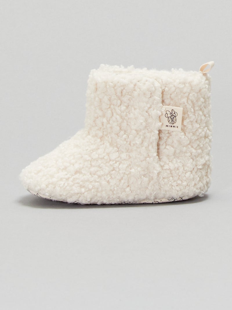 Pantufas bota tipo efeito lã de carneiro 'Minnie' 'Disney' BRANCO - Kiabi