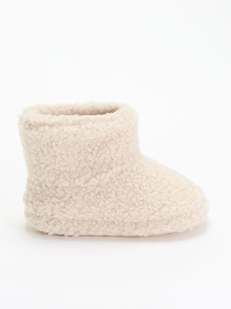 Pantufas botas com efeito carneiro Bege - Kiabi