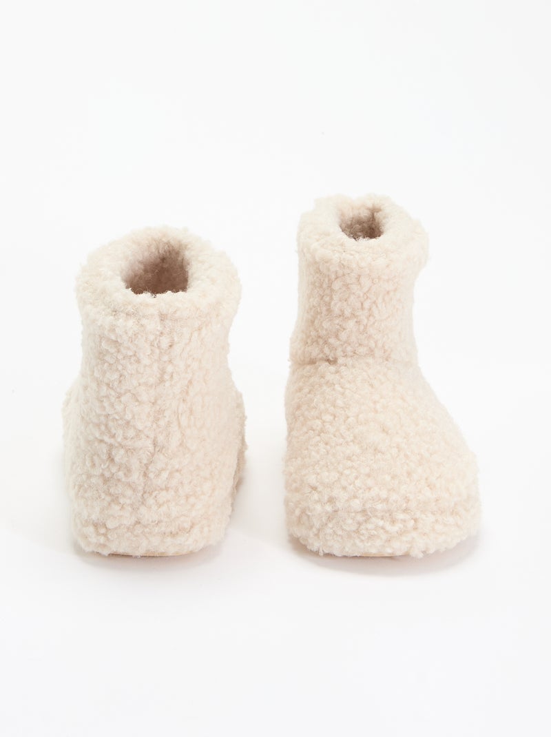 Pantufas botas com efeito carneiro Bege - Kiabi