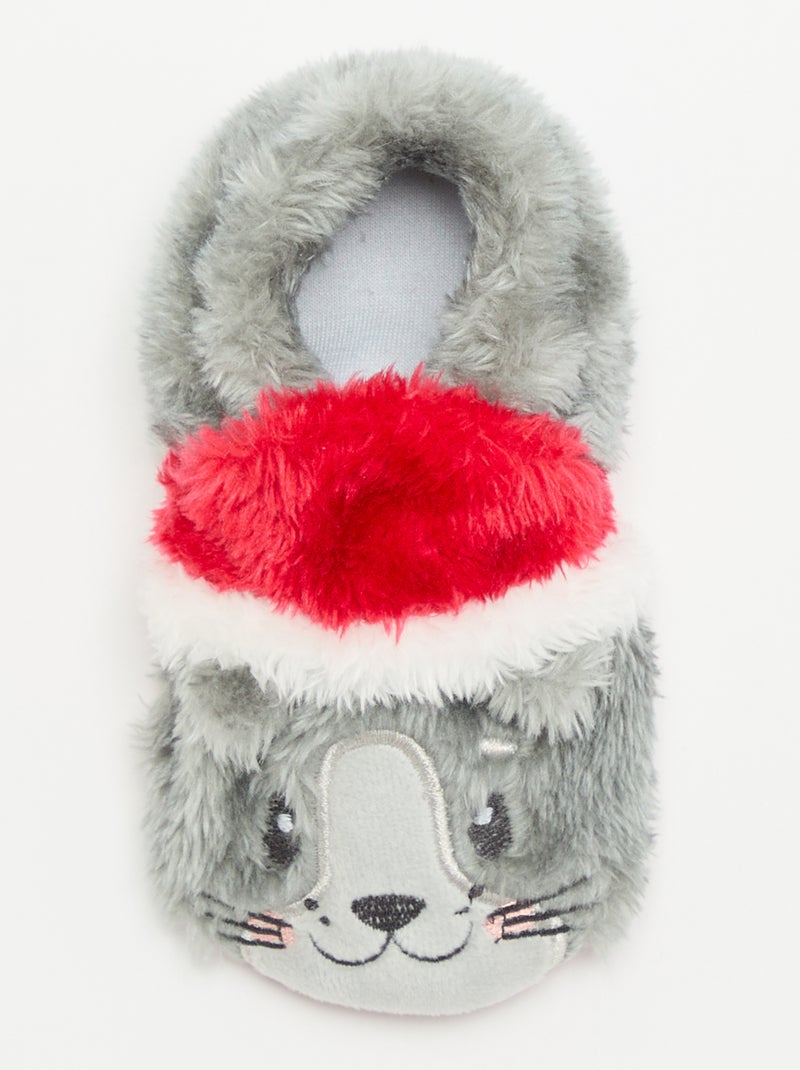 Pantufas botim de animais 'Natal' Cinza - Kiabi