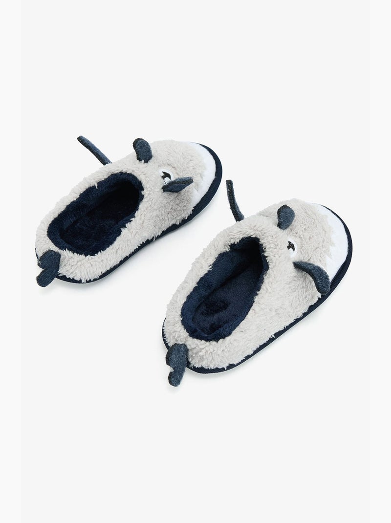 Pantufas botinha infantis shark com detalhe bordado penti Cinza azul-marinho - Kiabi