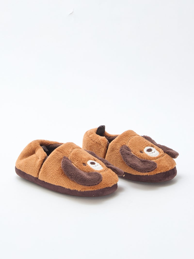 Pantufas 'cães' com desenho em relevo Castanho - Kiabi