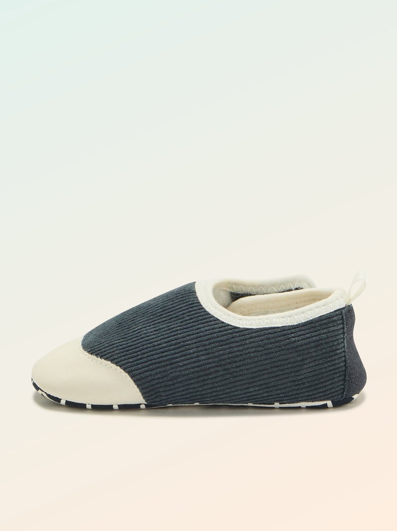 Pantufas caneladas com fecho de velcro - 'Kitchoun' Azul - Kiabi