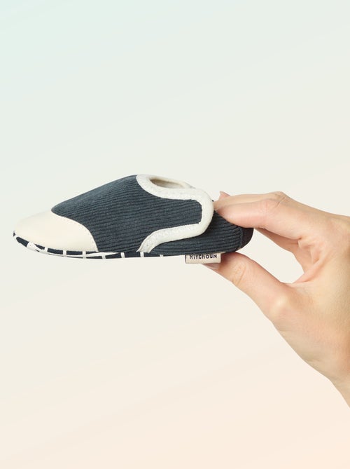 Pantufas caneladas com fecho de velcro - 'Kitchoun' - Kiabi Pantufas caneladas com fecho de velcro - 'Kitchoun' - Kiabi