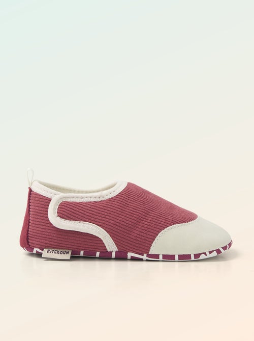 Pantufas caneladas com fecho de velcro - 'Kitchoun' - Kiabi
