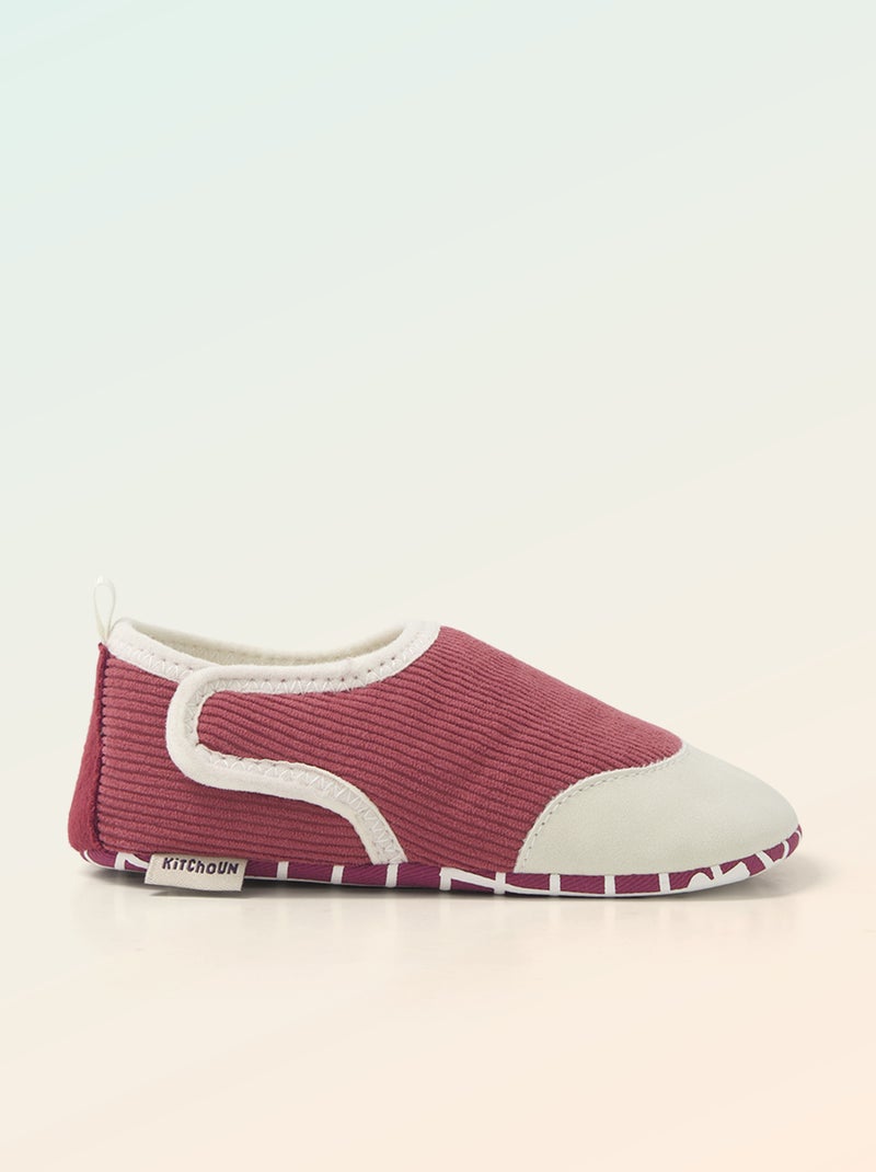Pantufas caneladas com fecho de velcro - 'Kitchoun' Rosa - Kiabi