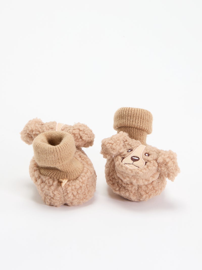 Pantufas com aspeto de carneiro e cabeça de animal Bege - Kiabi