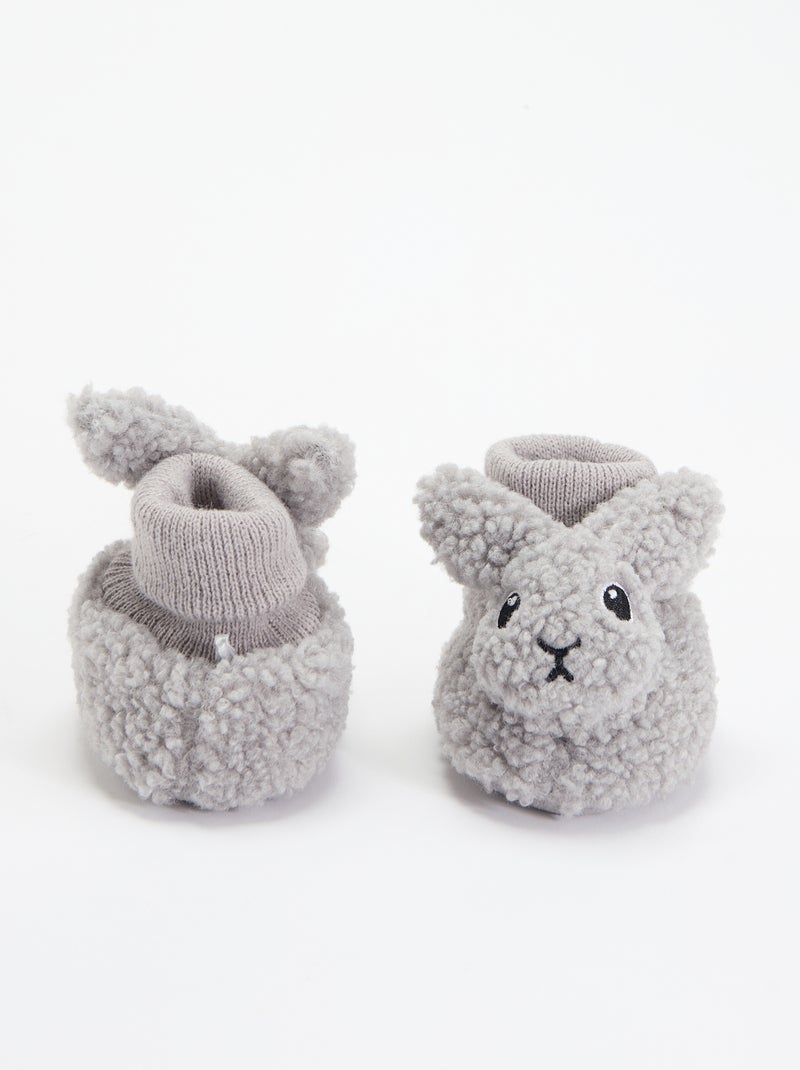 Pantufas com aspeto de carneiro e cabeça de animal Cinza - Kiabi