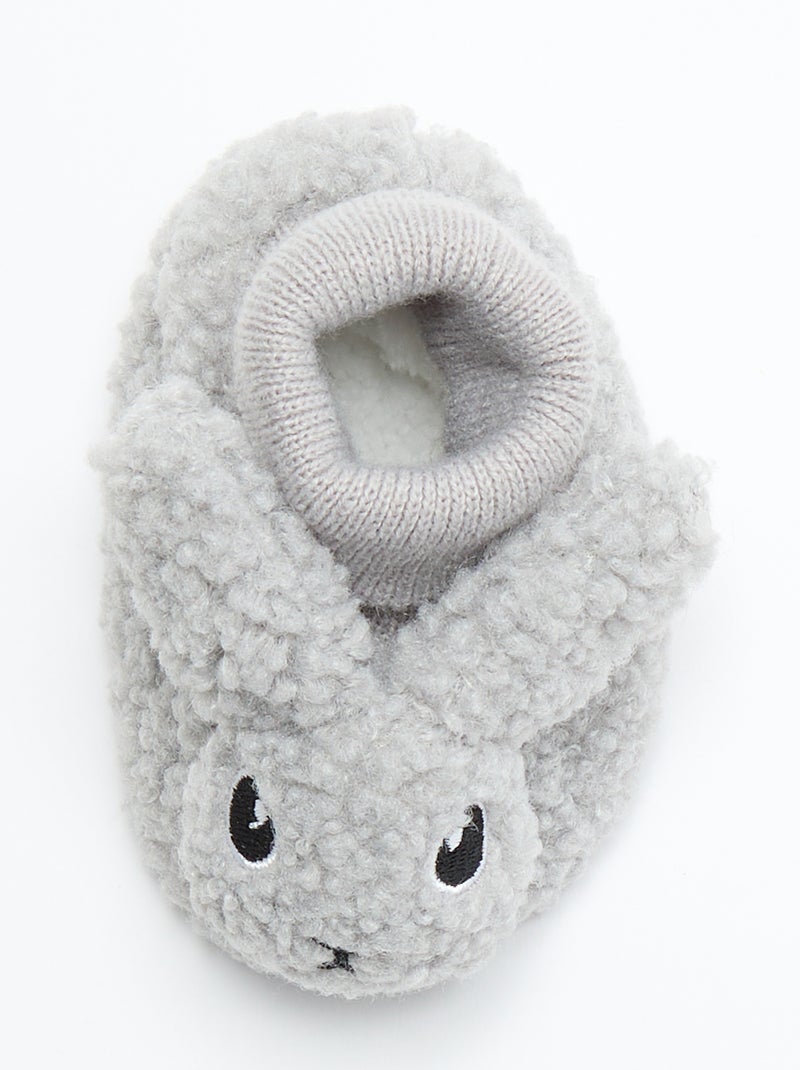 Pantufas com aspeto de carneiro e cabeça de animal Cinza - Kiabi
