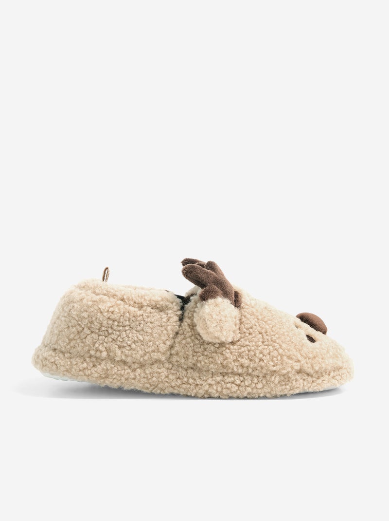 Pantufas com efeito de carneira Castanho - Kiabi