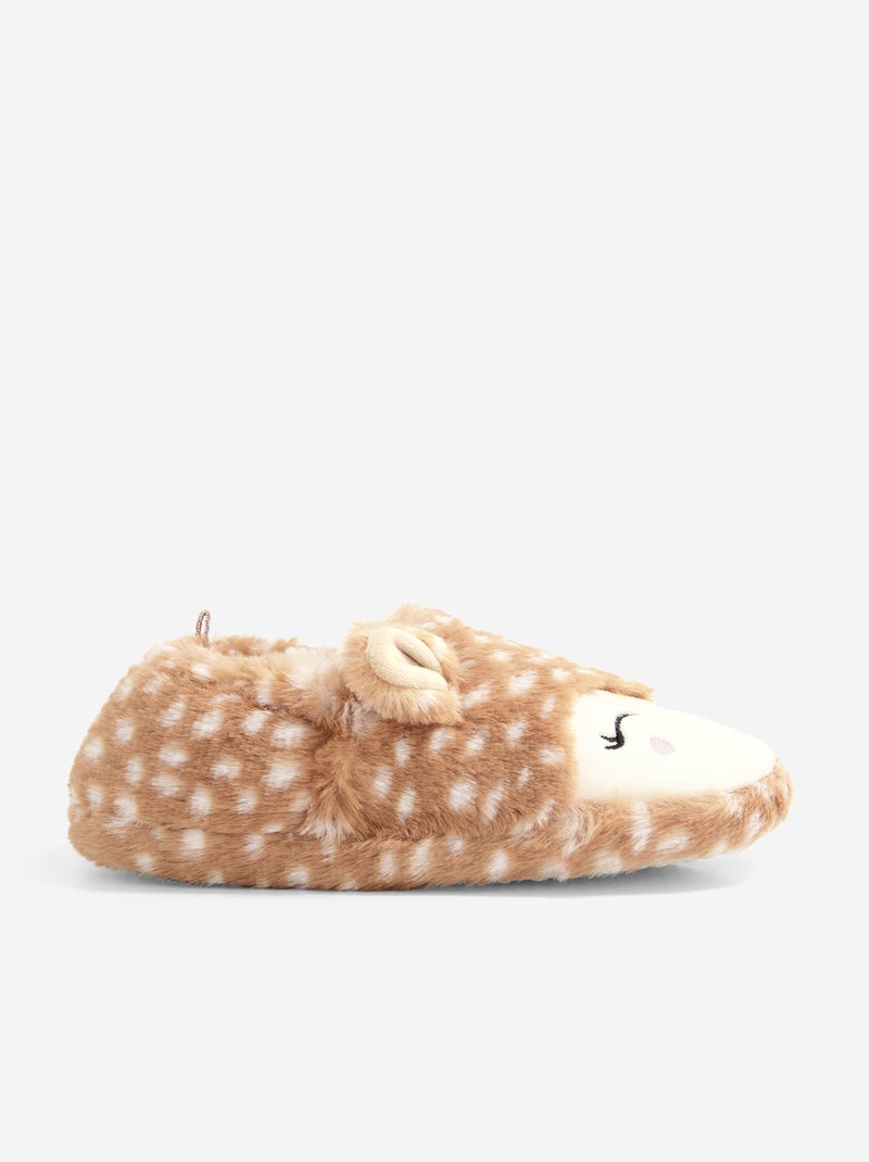 Pantufas com efeito de pelo de ovelha Castanho - Kiabi