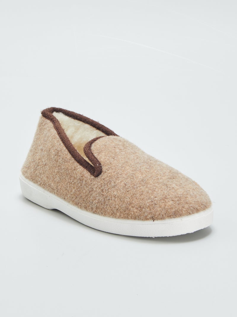 Pantufas com interior efeito lã de carneiro BEGE - Kiabi