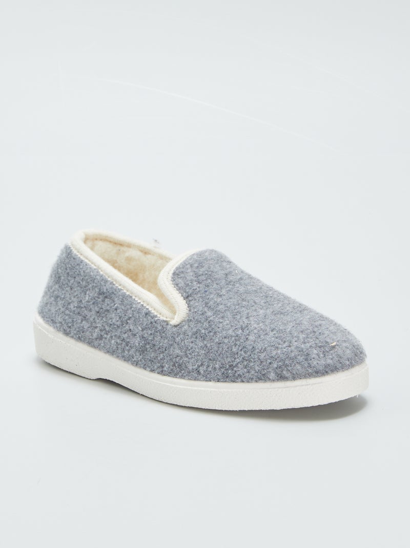 Pantufas com interior efeito lã de carneiro CINZA - Kiabi