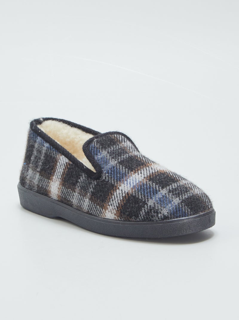 Pantufas com interior efeito lã de carneiro PRETO - Kiabi