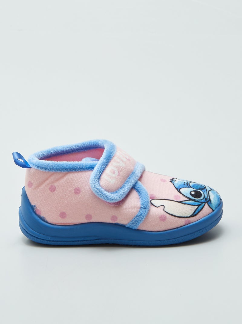 Pantufas com tira de velcro 'Stitch' ROSA - Kiabi